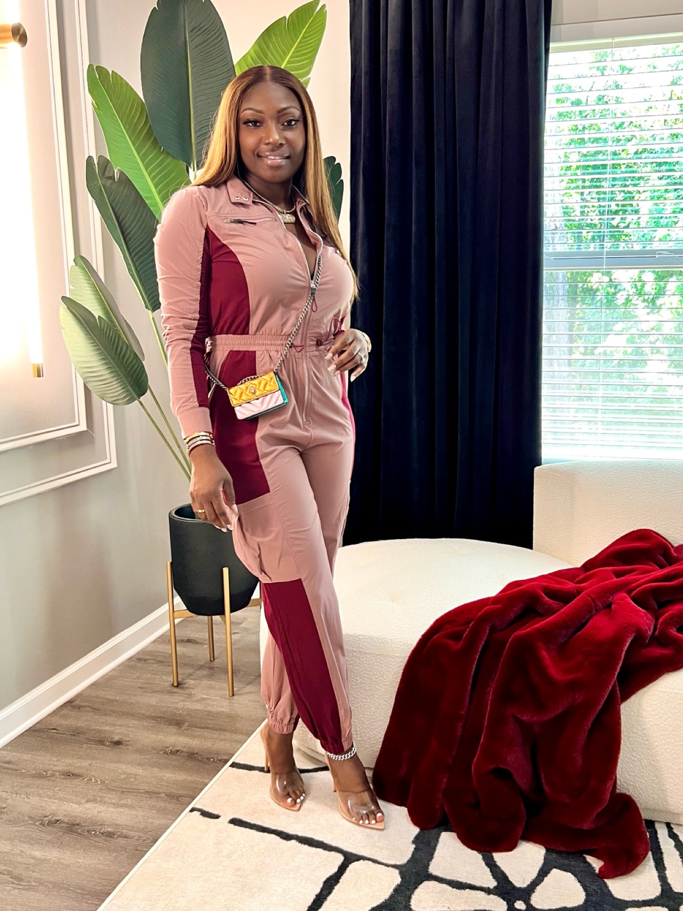 Rose/Burgundy Jumpsuit