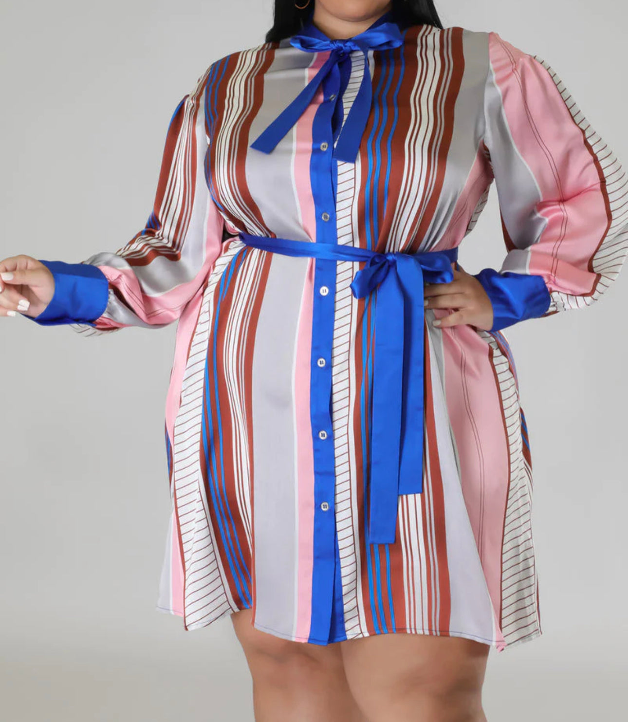 Satin Bow Tie Dress-CURVY