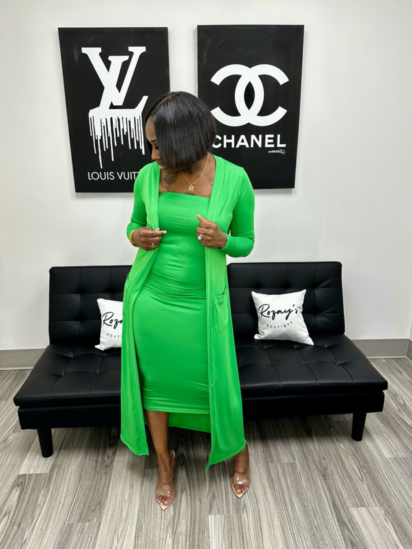 Cardigan Tube Dress Set
