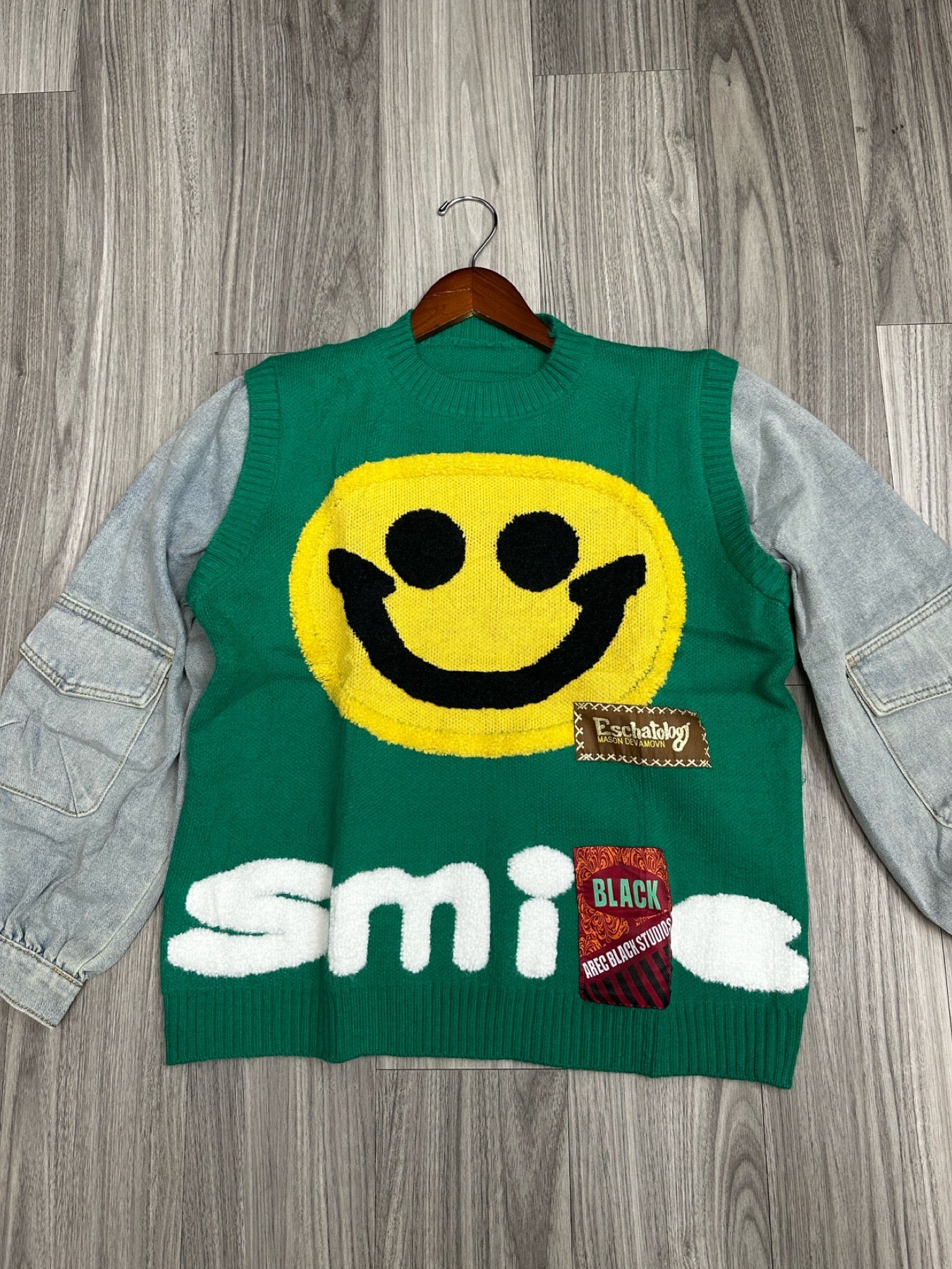 Smile Sweater/Denim Top (Green)