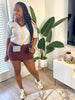 Striped Top Sweater Set (Brown)