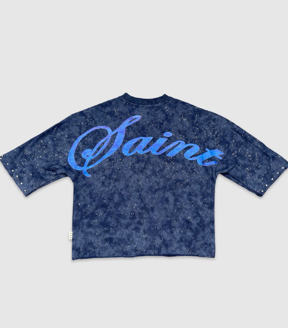 UNISEX Quarter Sleeve Graphic Tee (Washed Navy)