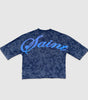 UNISEX Quarter Sleeve Graphic Tee (Washed Navy)