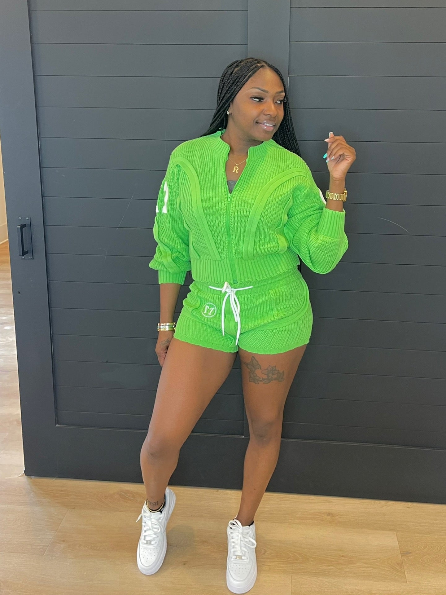 Zipper Sweater Set (Green)