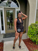 Wrinkle Zipper Short Set (Black)