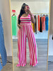 Stripe Flare Jumpsuit (Pink)