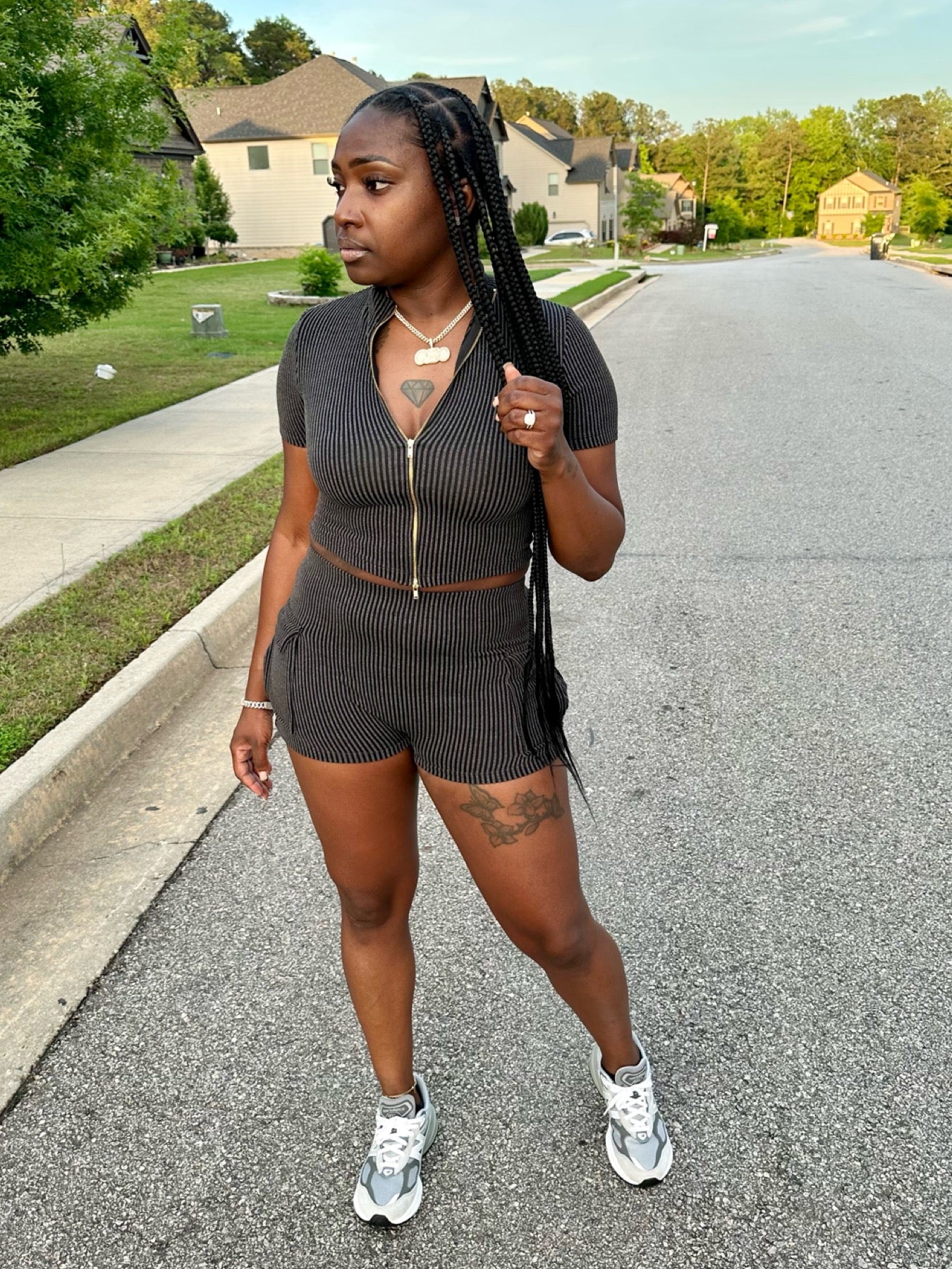 Detail Short Set (Charcoal)