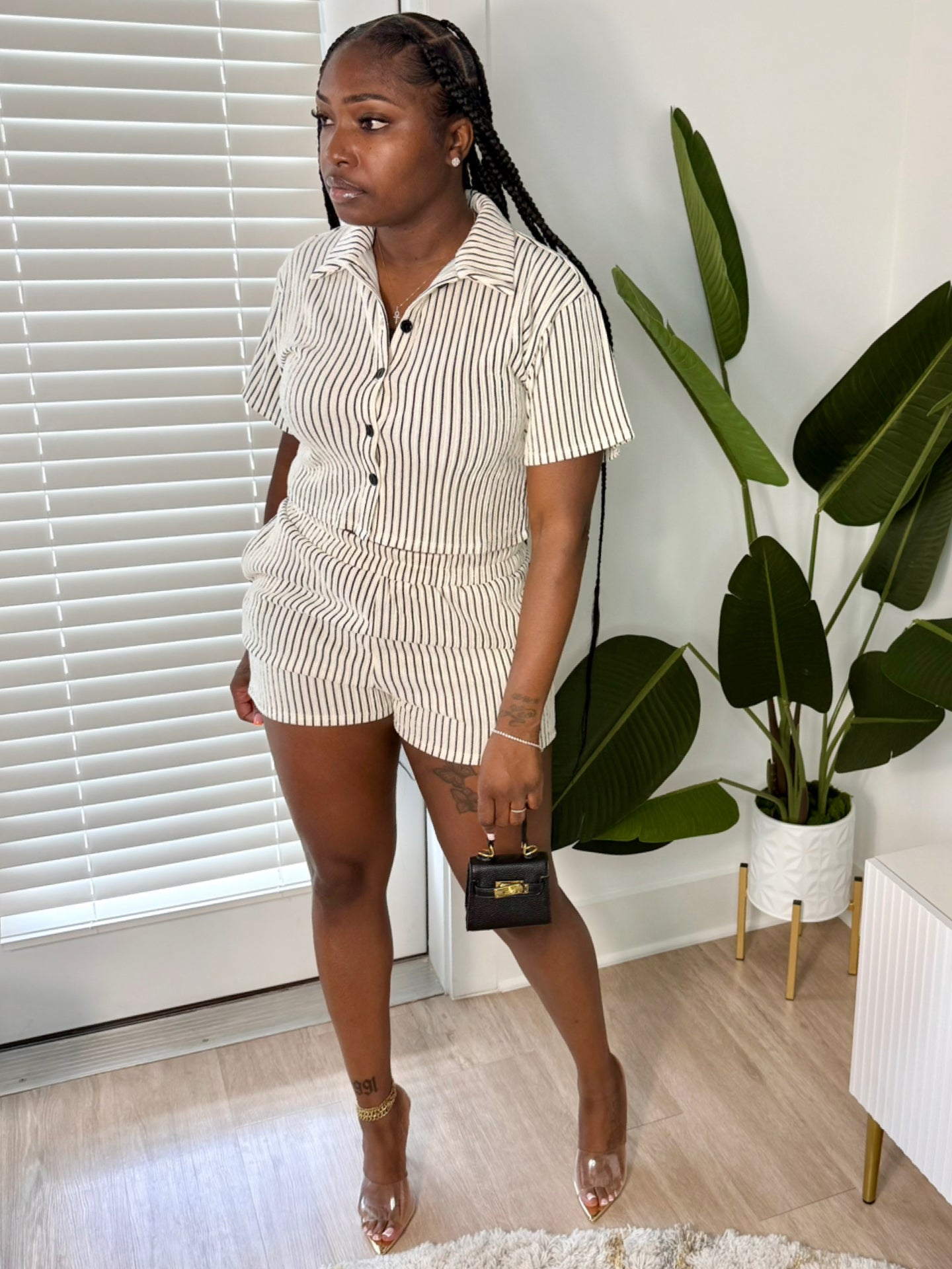 Ivory Wrinkle Short Set