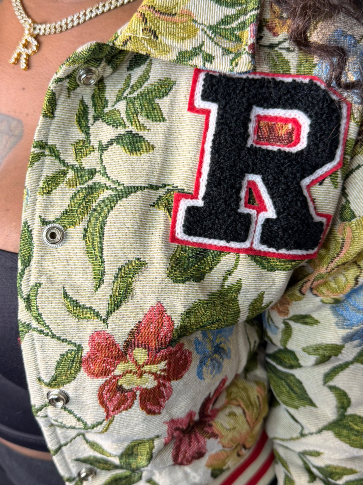 "Raw" Floral Bomber  Jacket