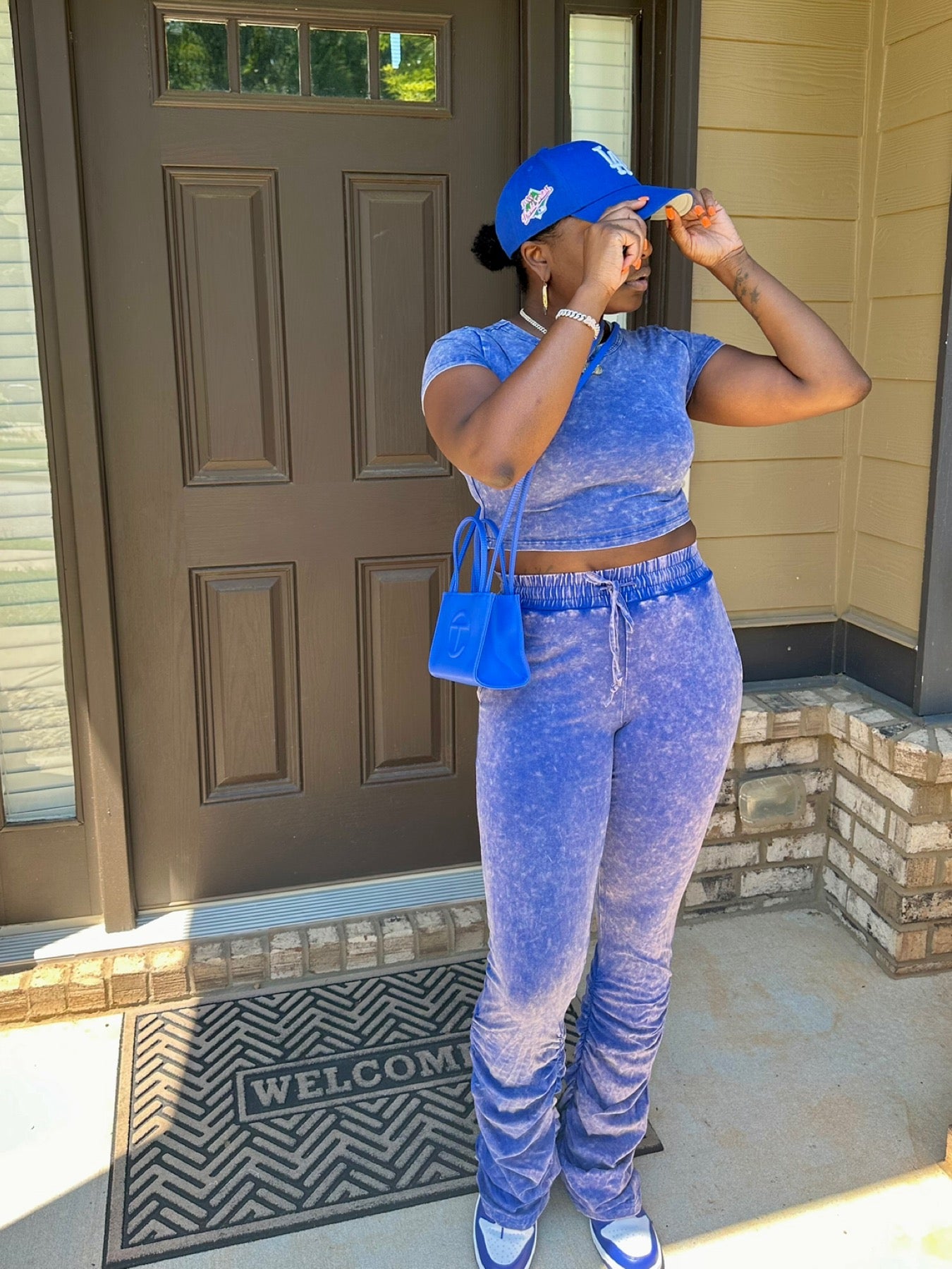 Ash Cropped Pant Set (Royal)