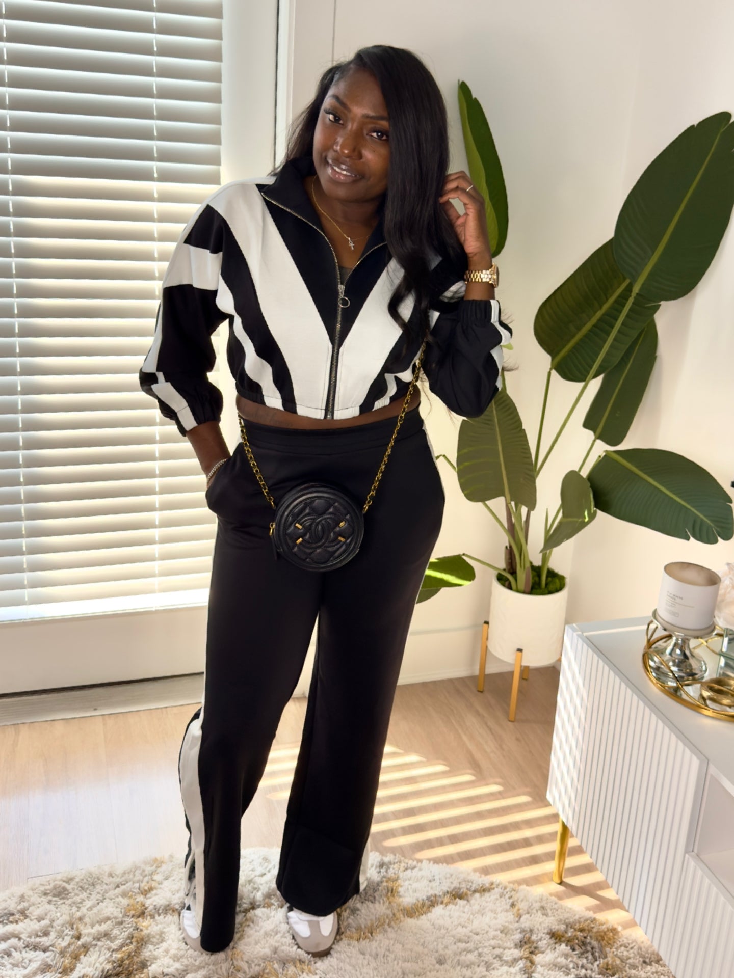 Color Block Pant Set (Black)