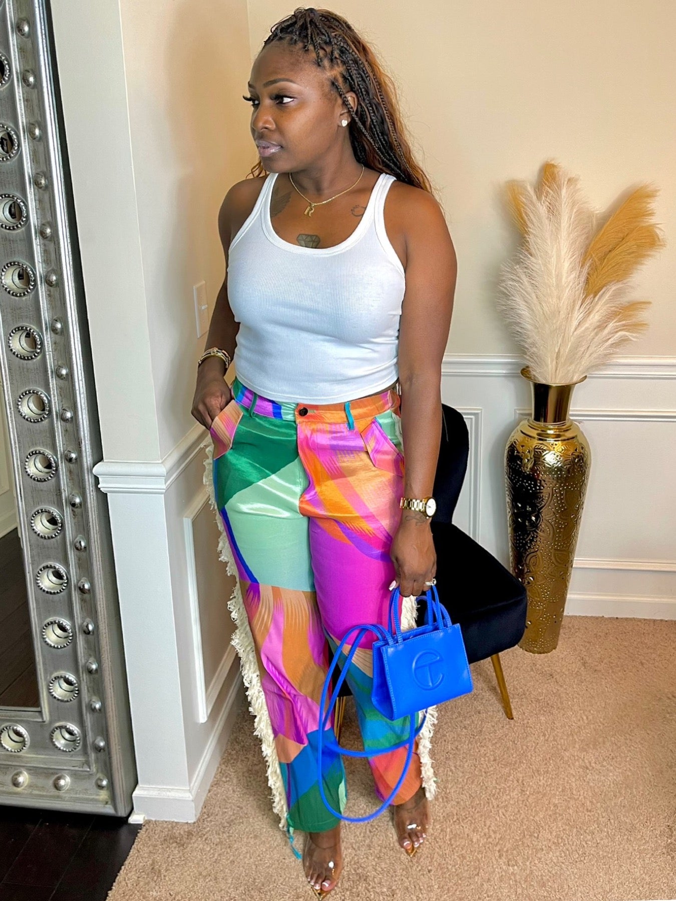 Printed Fringe Pants (Multi)