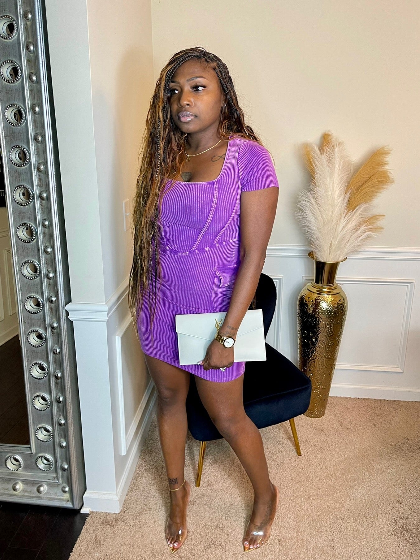 Mineral Wash Cargo Midi (Purple)