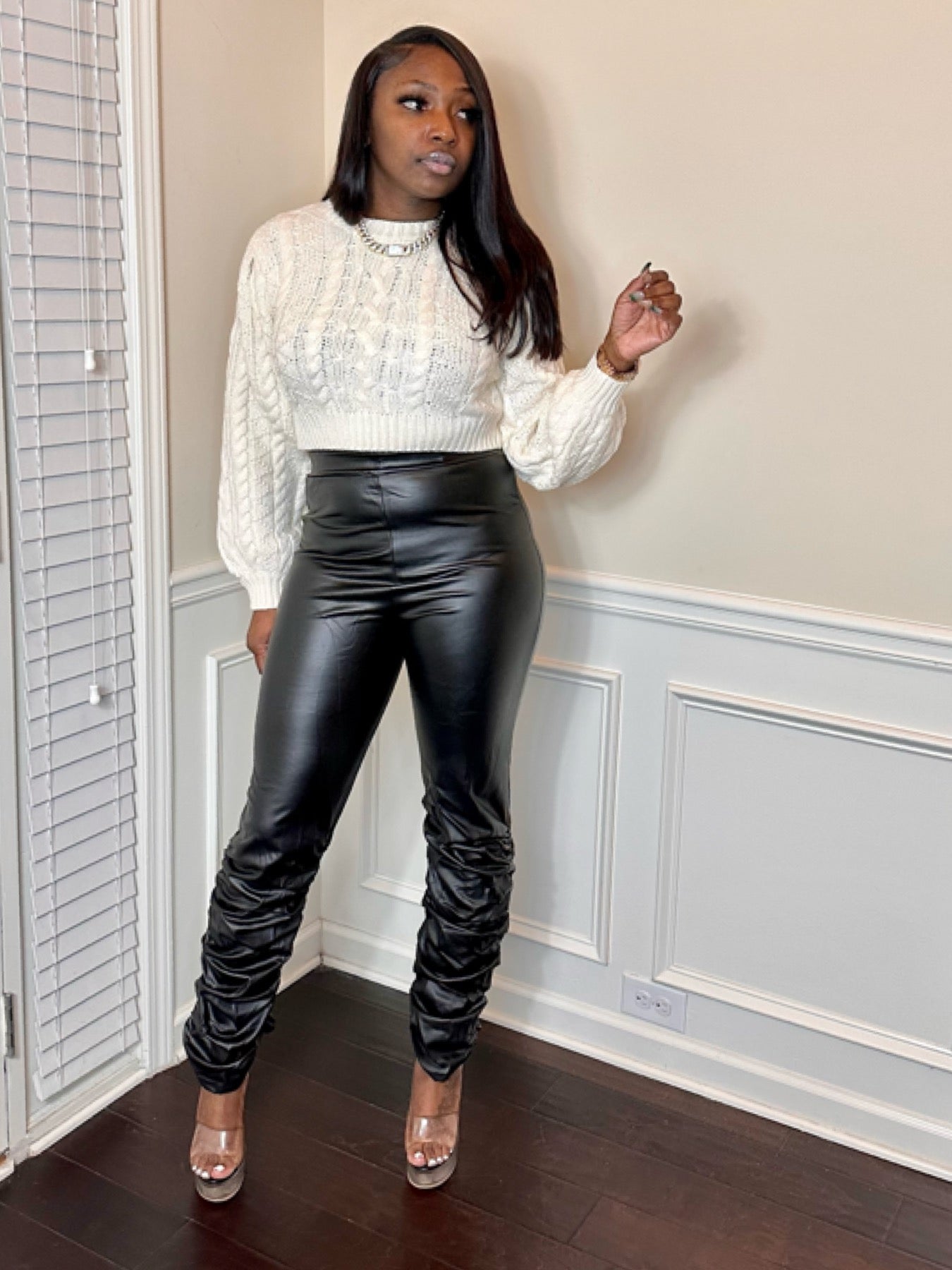 Leather Ruched Leggings