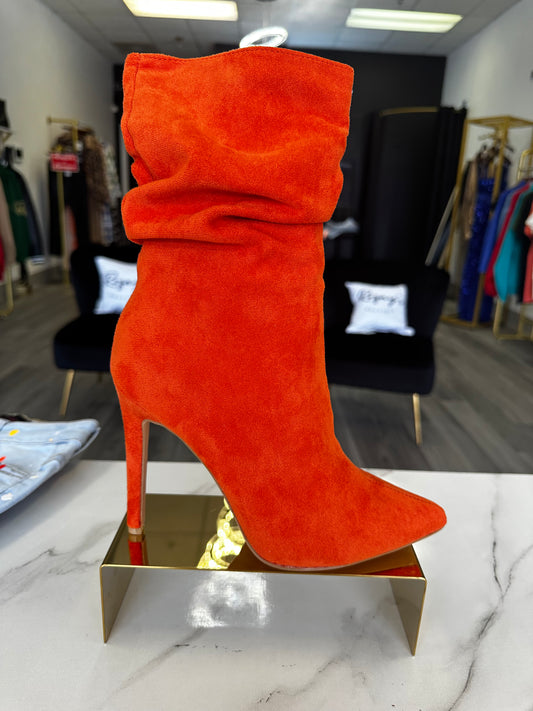 Suede Ankle Boot (Orange)